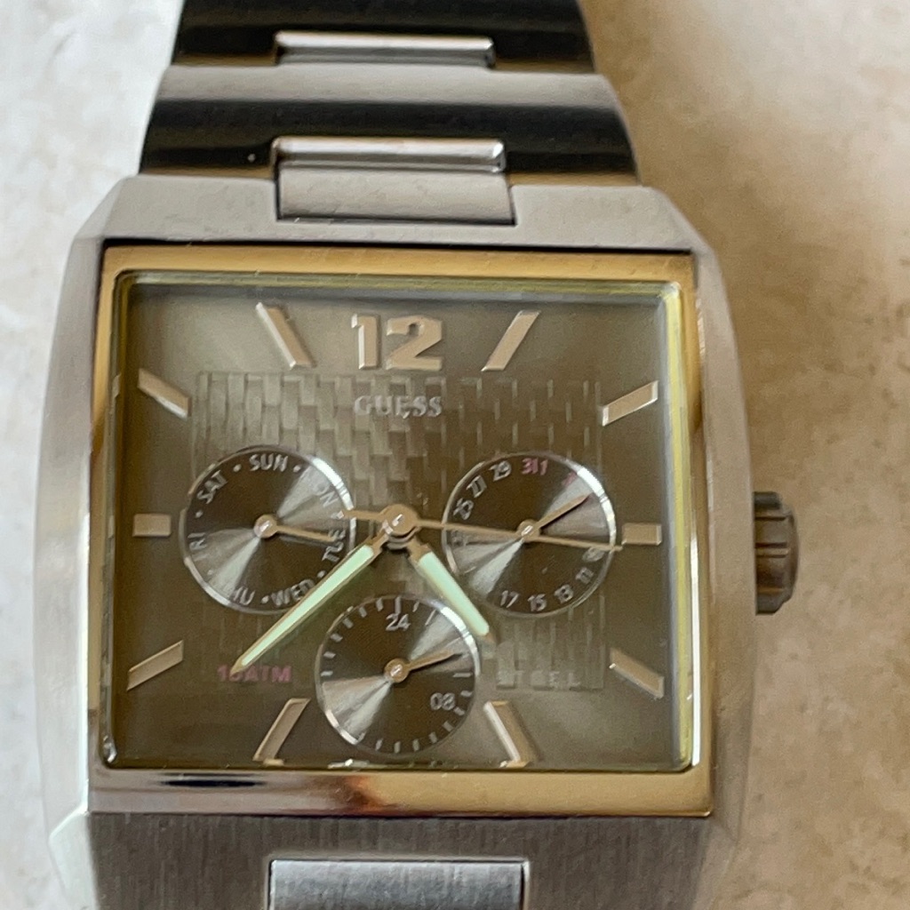 Guess Quartz Silver Water Resistant DateDay Stainless Steel